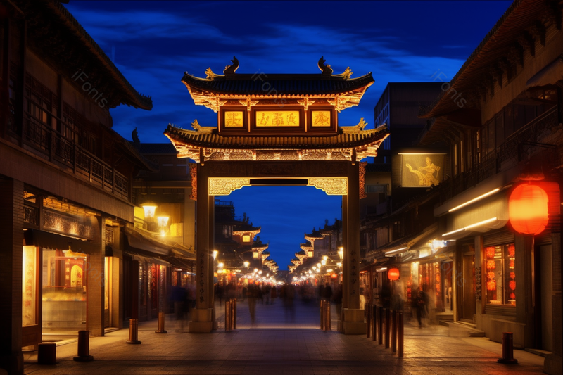 地标建筑南京夫子庙夜景过街牌坊,高清,摄影图,摄影图片,图片大全,摄影图免费下载